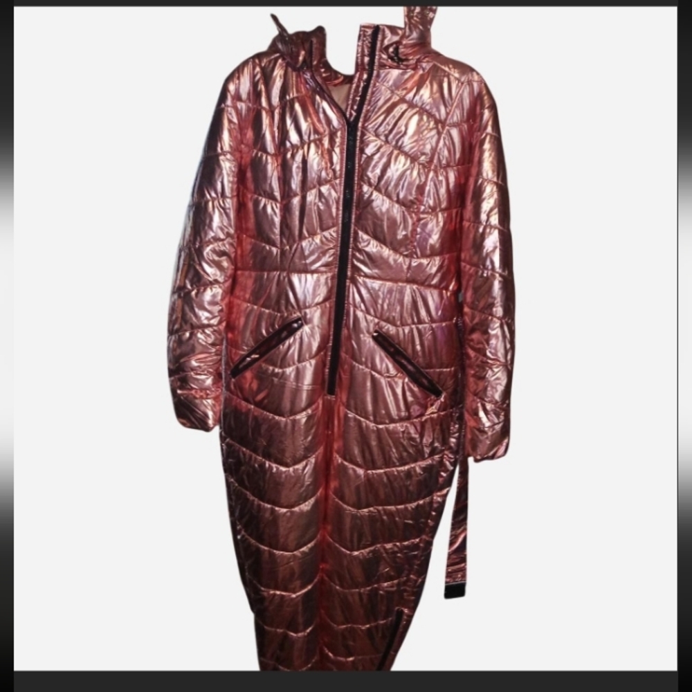 Metallic Hooded Longline Jacket
